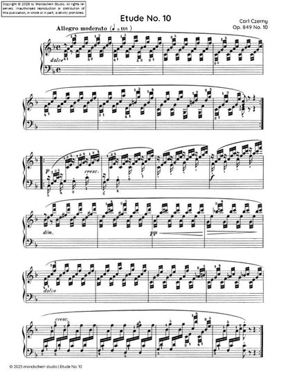 Czerny - Etude No. 10 from 30 Études de mécanisme, Op. 849 (PDF Sheet Music / Digital Download)
