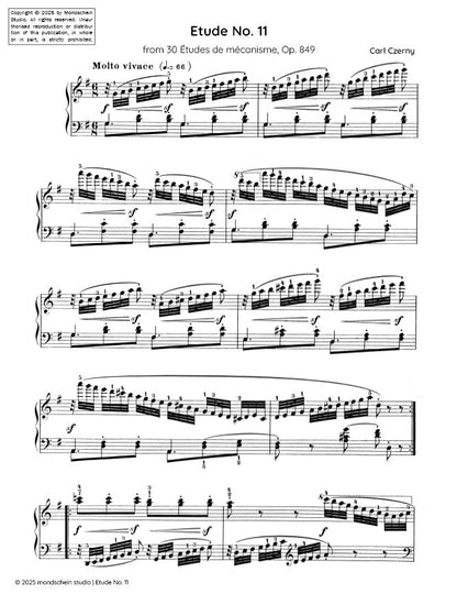 Czerny - Etude No. 11 from 30 Études de mécanisme, Op. 849 (PDF Sheet Music / Digital Download)