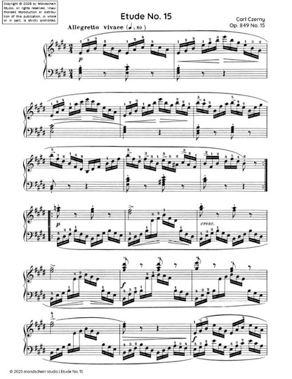 Czerny - Etude No. 15 from 30 Études de mécanisme, Op. 849 (PDF Sheet Music / Digital Download)