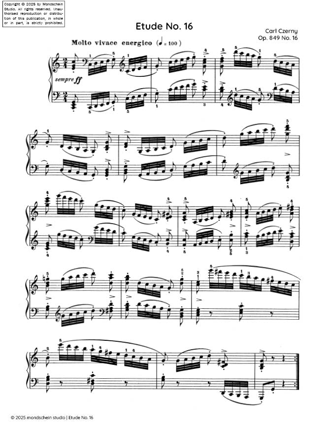 Czerny - Etude No. 16 from 30 Études de mécanisme, Op. 849 (PDF Sheet Music / Digital Download)