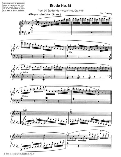 Czerny - Etude No. 18 from 30 Études de mécanisme, Op. 849 (PDF Sheet Music / Digital Download)