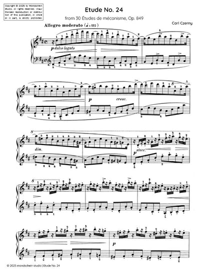 Czerny - Etude No. 24 from 30 Études de mécanisme, Op. 849 (PDF Sheet Music / Digital Download)
