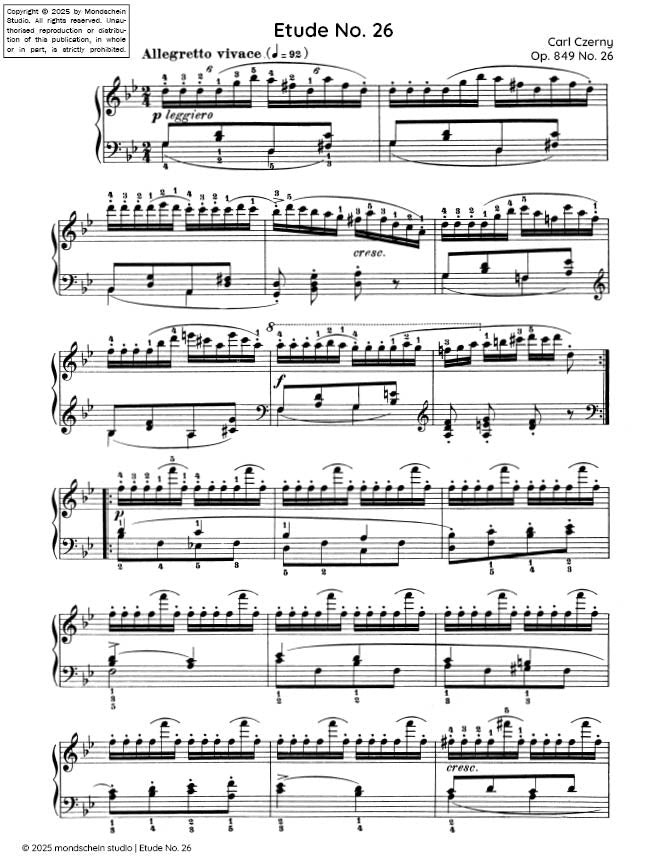 Czerny - Etude No. 26 from 30 Études de mécanisme, Op. 849 (PDF Sheet Music / Digital Download)