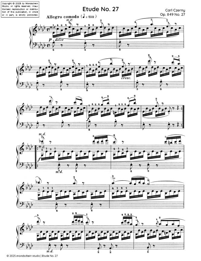 Czerny - Etude No. 27 from 30 Études de mécanisme, Op. 849 (PDF Sheet Music / Digital Download)