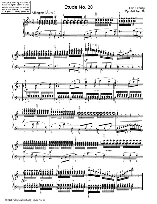 Czerny - Etude No. 28 from 30 Études de mécanisme, Op. 849 (PDF Sheet Music / Digital Download)