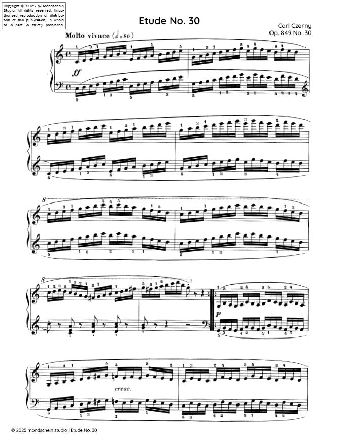 Czerny - Etude No. 30 from 30 Études de mécanisme, Op. 849 (PDF Sheet Music / Digital Download)