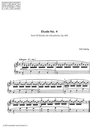 Czerny - Etude No. 4 from 30 Études de mécanisme, Op. 849 (PDF Sheet Music / Digital Download)