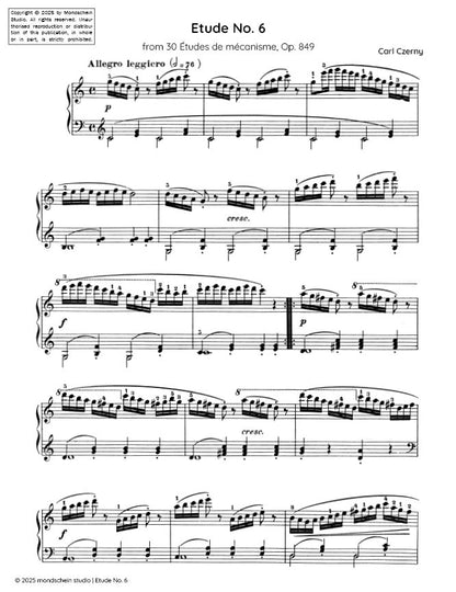 Czerny - Etude No. 6 from 30 Études de mécanisme, Op. 849 (PDF Sheet Music / Digital Download)