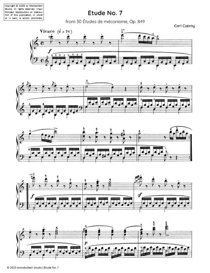 Czerny - Etude No. 7 from 30 Études de mécanisme, Op. 849 (PDF Sheet Music / Digital Download)
