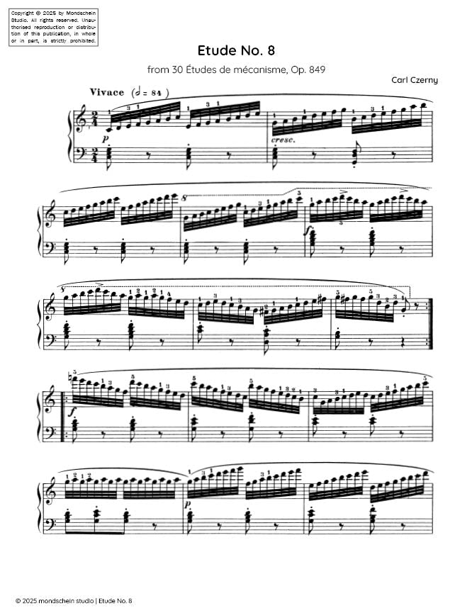 Czerny - Etude No. 8 from 30 Études de mécanisme, Op. 849 (PDF Sheet Music / Digital Download)