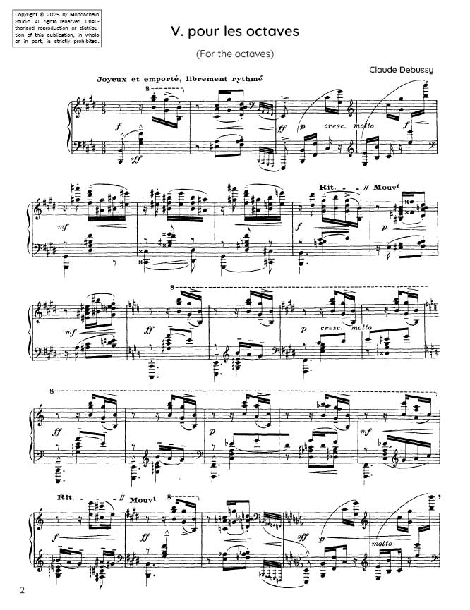 Debussy - Étude V from Douze Études (PDF Sheet Music / Digital Download)