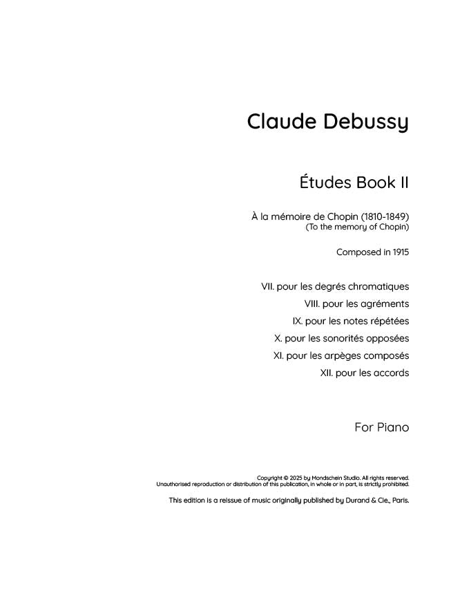 Debussy - Études book II (PDF Sheet Music / Digital Download)