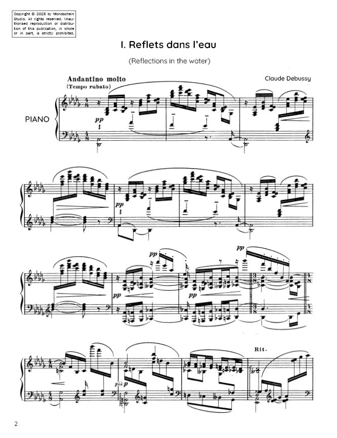 Debussy - Reflets dans l'eau from Images Book I (PDF Sheet Music / Digital Download)