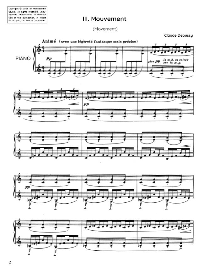Debussy - Mouvement from Images Book I (PDF Sheet Music / Digital Download)