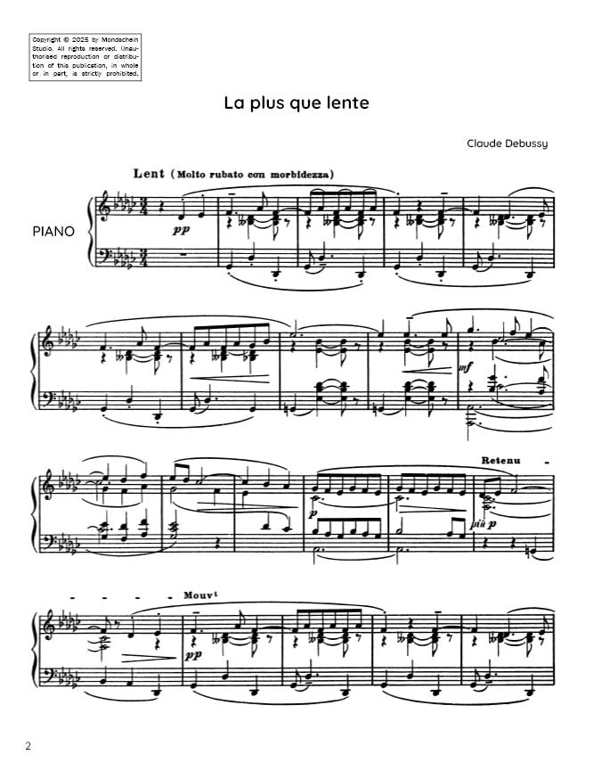 Debussy - La plus que lente (PDF Sheet Music / Digital Download)