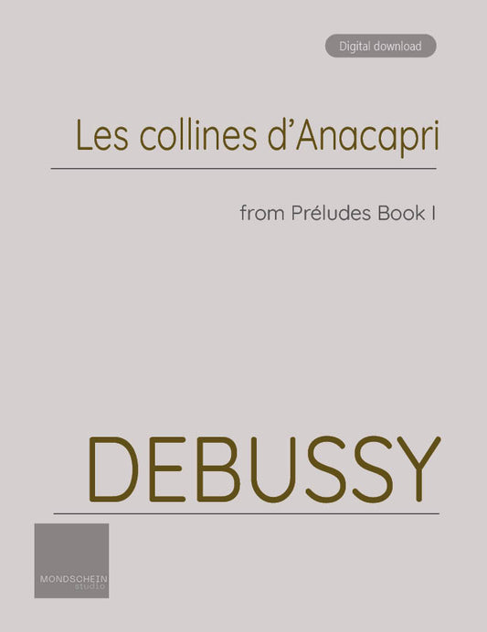 Debussy - Préludes, Book I - Les collines d'Anacapri (PDF Digital Download)