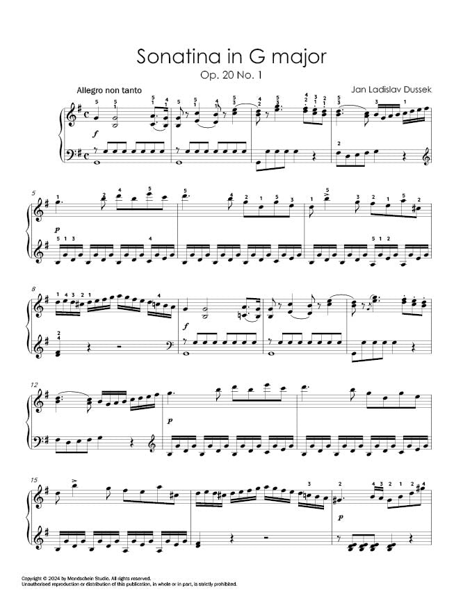 Dussek - Sonatina, Op. 20 No. 1 (PDF Sheet Music / Digital Download)