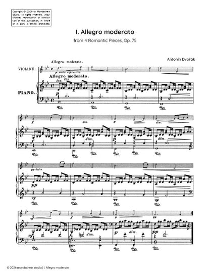 Dvořák - Allegro moderato from 4 Romantic Pieces, Op. 75 No. 1 (PDF Sheet Music / Digital Download)