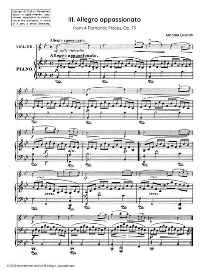Dvořák - Allegro appassionato from 4 Romantic Pieces, Op. 75 No. 3 (PDF Sheet Music / Digital Download)