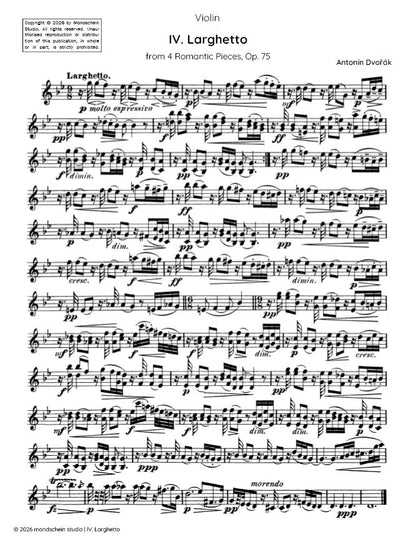 Dvořák - Larghetto from 4 Romantic Pieces, Op. 75 No. 4 (PDF Sheet Music / Digital Download)