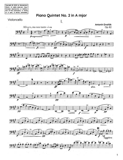 Dvořák - Piano Quintet No. 2 in A major, Op. 81 (PDF Sheet Music / Digital Download)