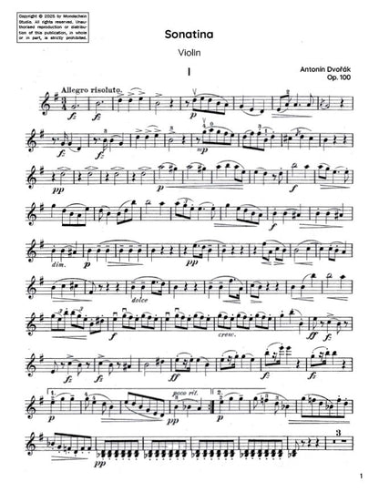 Dvořák - Sonatina in G major for violin and piano, Op. 100 (PDF Sheet Music / Digital Download)