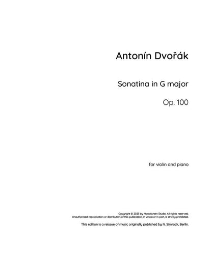Dvořák - Sonatina in G major for violin and piano, Op. 100 (PDF Sheet Music / Digital Download)