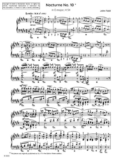 Field - Nocturne No. 10 in E major, H 54 (PDF Sheet Music / Digital Download)