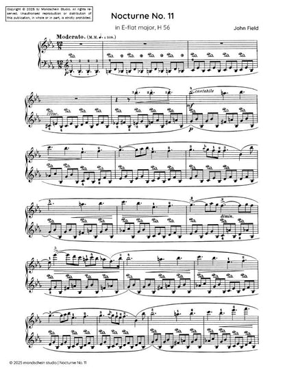 Field - Nocturne No. 11 in E-flat major, H 56 (PDF Sheet Music / Digital Download)