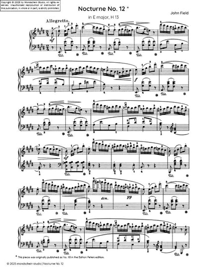 Field - Nocturne No. 12 in E major, H 13 (PDF Sheet Music / Digital Download)