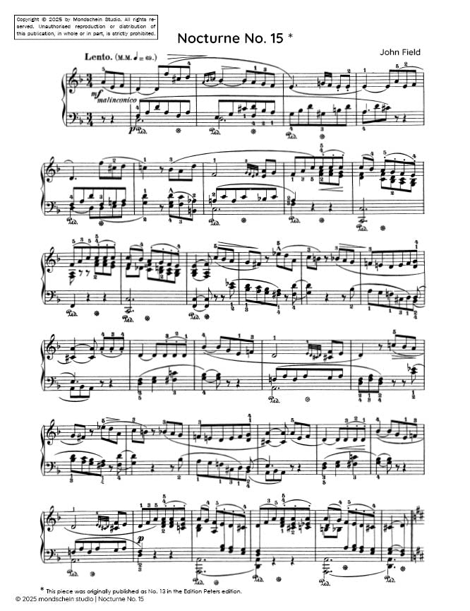 Field - Nocturne No. 15 in D minor, H 59 (PDF Sheet Music / Digital Download)