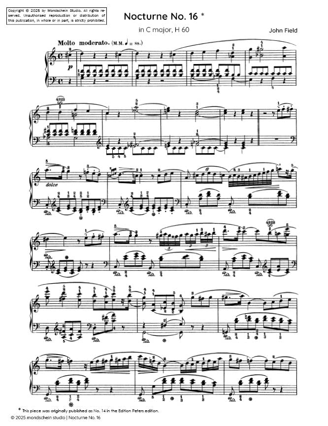 Field - Nocturne No. 16 in C major, H 60 (PDF Sheet Music / Digital Download)