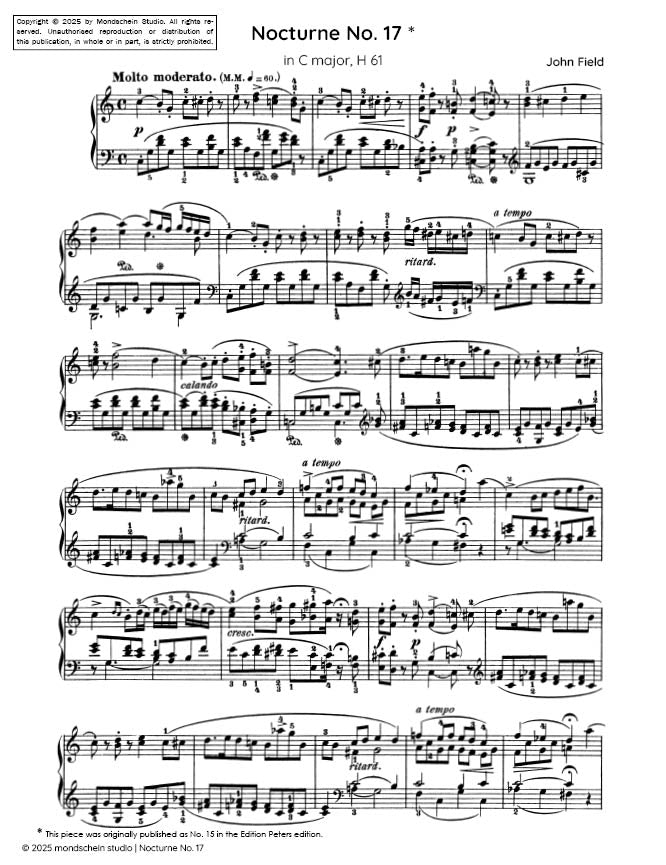 Field - Nocturne No. 17 in C major, H 61 (PDF Sheet Music / Digital Download)