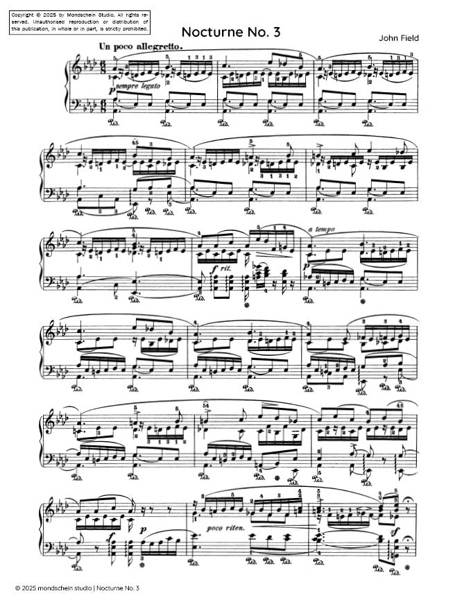 Field - Nocturne No. 3 in A-flat major, H 26 (PDF Sheet Music / Digital Download)