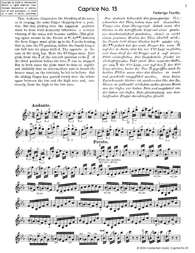 Fiorillo - Caprice No. 13 from 36 Caprices, Op. 3 (PDF Sheet Music / Digital Download)