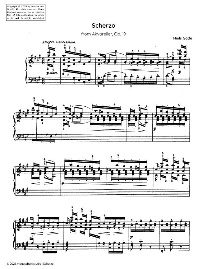 Gade - Scherzo, from Akvareller, Op. 19 (PDF Sheet Music / Digital Download)
