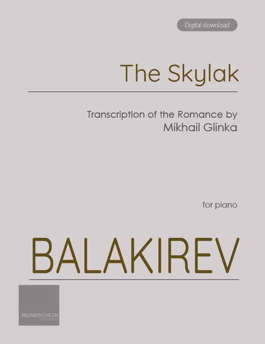 Glinka-Balakirev - The Skylark (PDF Sheet Music / Digital Download)