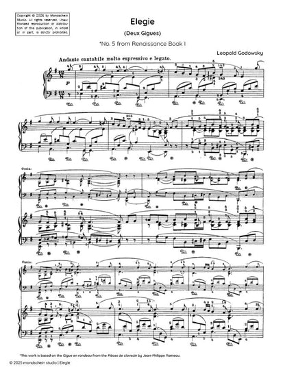 Godowsky - Elegie, No. 5 from Renaissance Book I (PDF Sheet Music / Digital Download)