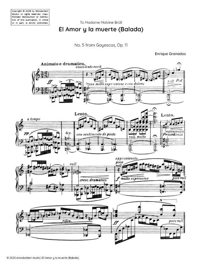 Granados - El Amor y la muerte (Balada), No. 5 from Goyescas, Op. 11 (PDF Sheet Music / Digital Download)