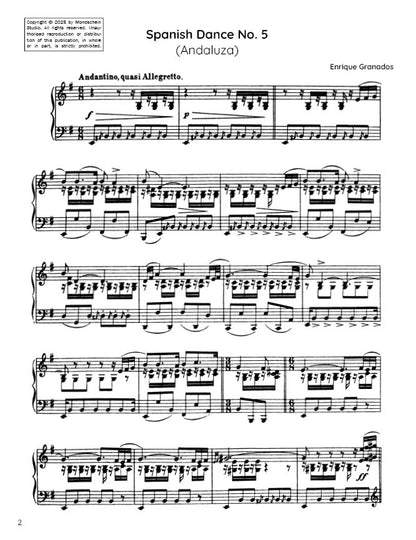 Granados - Spanish Dance No. 5 "Andaluza" (PDF Sheet Music / Digital Download)