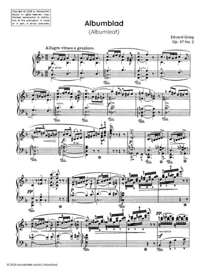 Grieg - Albumblad (Albumleaf), Op. 47 No. 2 (PDF Sheet Music / Digital Download)
