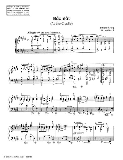 Grieg - Bådnlåt (At the Cradle), Op. 68 No. 5 (PDF Sheet Music / Digital Download)