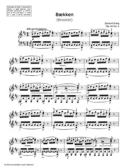 Grieg - Bækken (Brooklet), Op. 62 No. 4 (PDF Sheet Music / Digital Download)