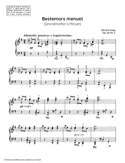 Grieg - Bestemors menuet (Grandmother's Minuet), Op. 68 No. 2 (PDF Sheet Music / Digital Download)