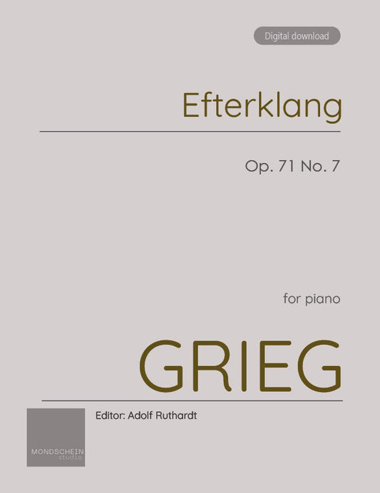Grieg - Efterklang (Remembrances), Op. 71 No. 7 (PDF Sheet Music / Digital Download)