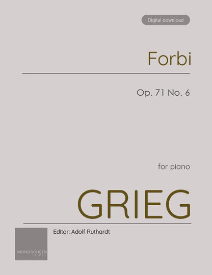 Grieg - Forbi (Gone), Op. 71 No. 6 (PDF Sheet Music / Digital Download)