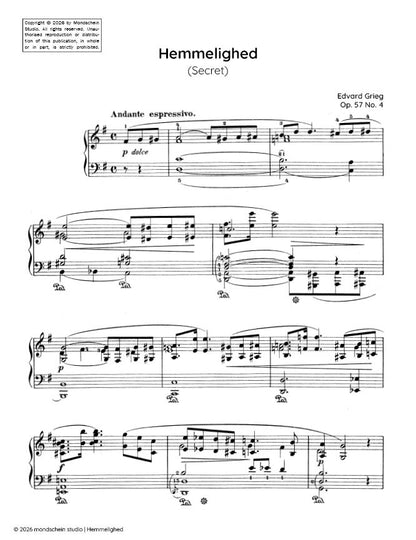 Grieg - Hemmelighed (Secret), Op. 57 No. 4 (PDF Sheet Music / Digital Download)