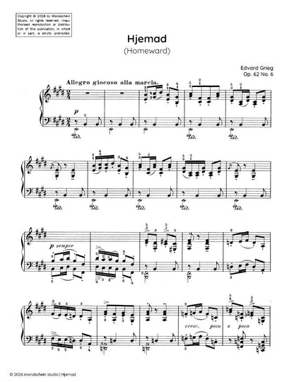 Grieg - Hjemad (Homeward), Op. 62 No. 6 (PDF Sheet Music / Digital Download)