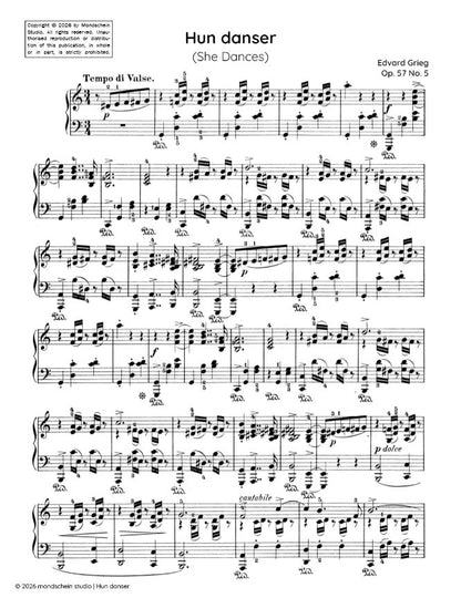 Grieg - Hun danser (She Dances), Op. 57 No. 5 (PDF Sheet Music / Digital Download)