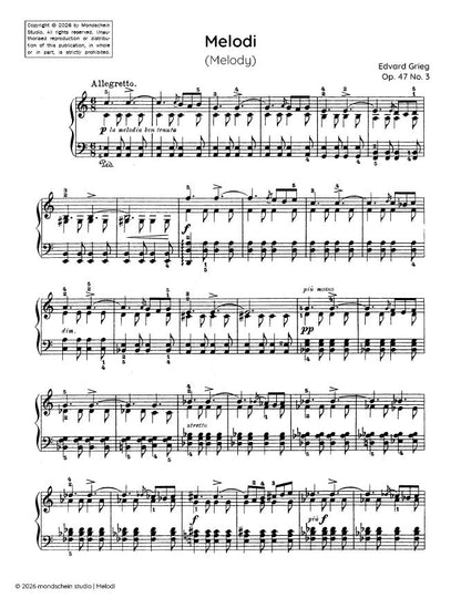 Grieg - Melodi (Melody), Op. 47 No. 3 (PDF Sheet Music / Digital Download)